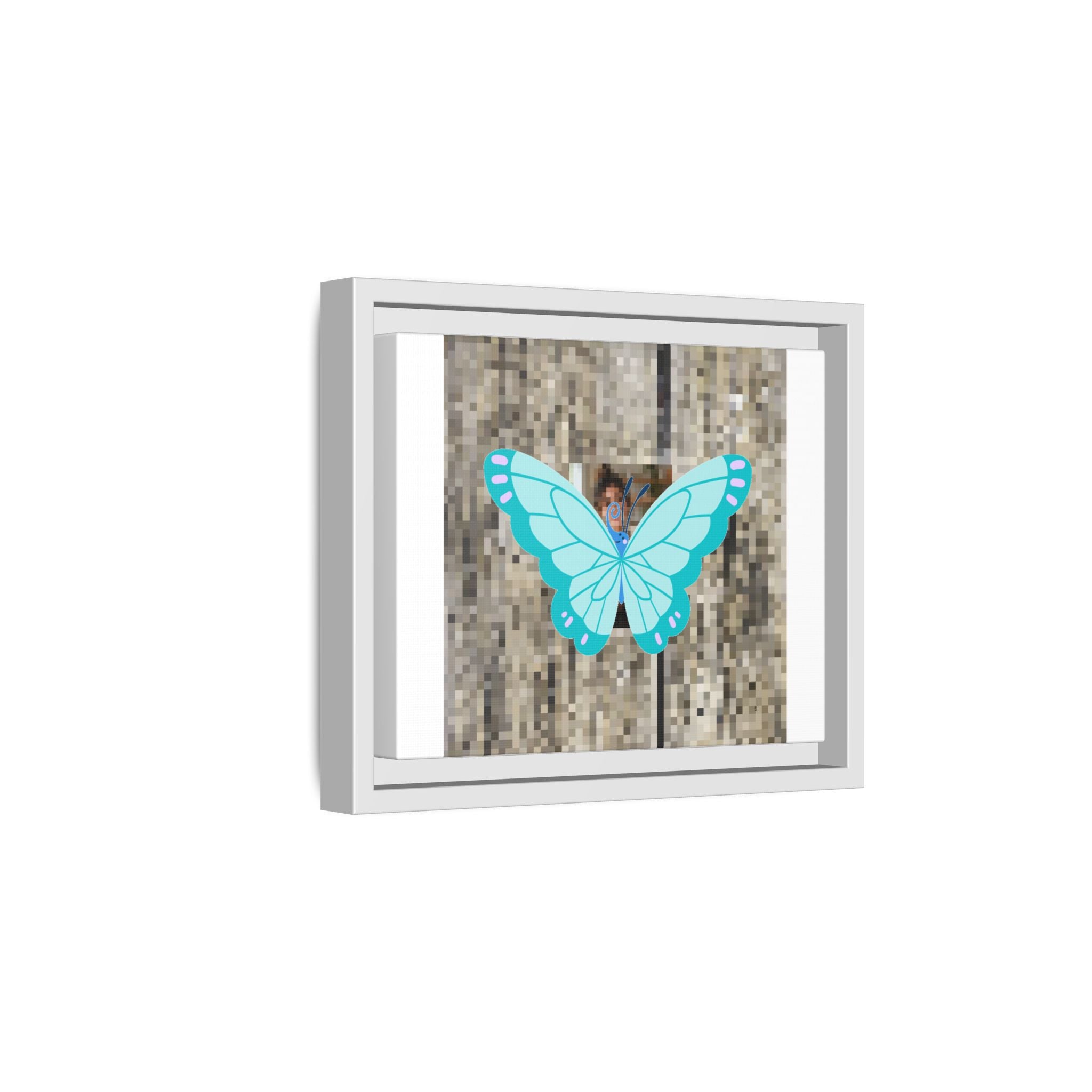 Blue Butterfly Framed Canvas Art — Matte Nature Wall Print