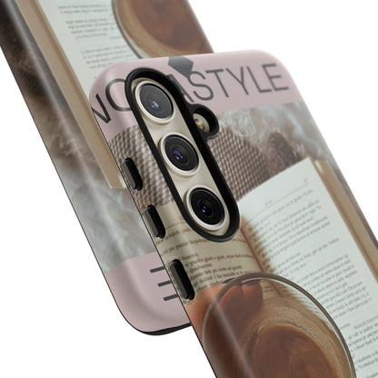 Cozy Reading Phone Case — Coffee &amp; Book Protective Cover