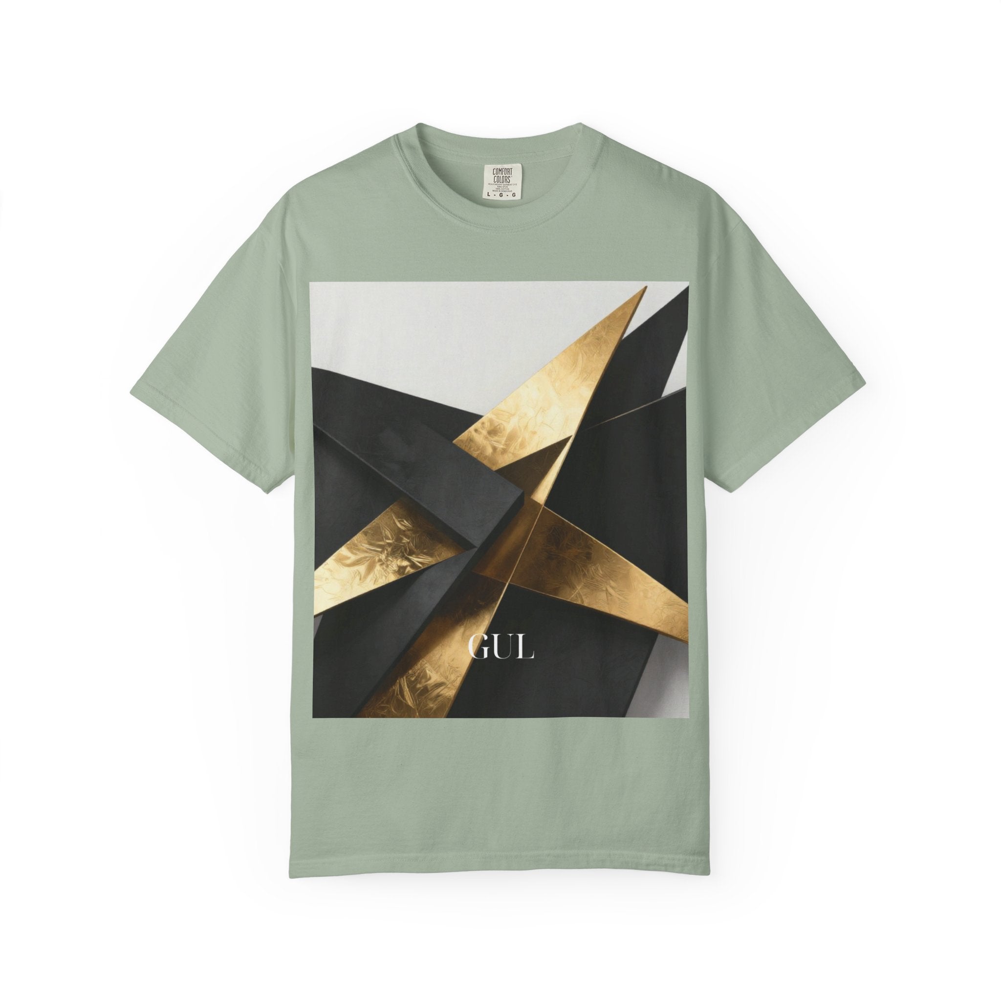 Graphic T-Shirt — Modern Gold Abstract &amp; Mountain Photo Print