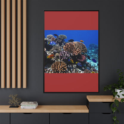 Framed Coral Reef Matte Canvas Wall Art — Tropical Ocean Photography Print