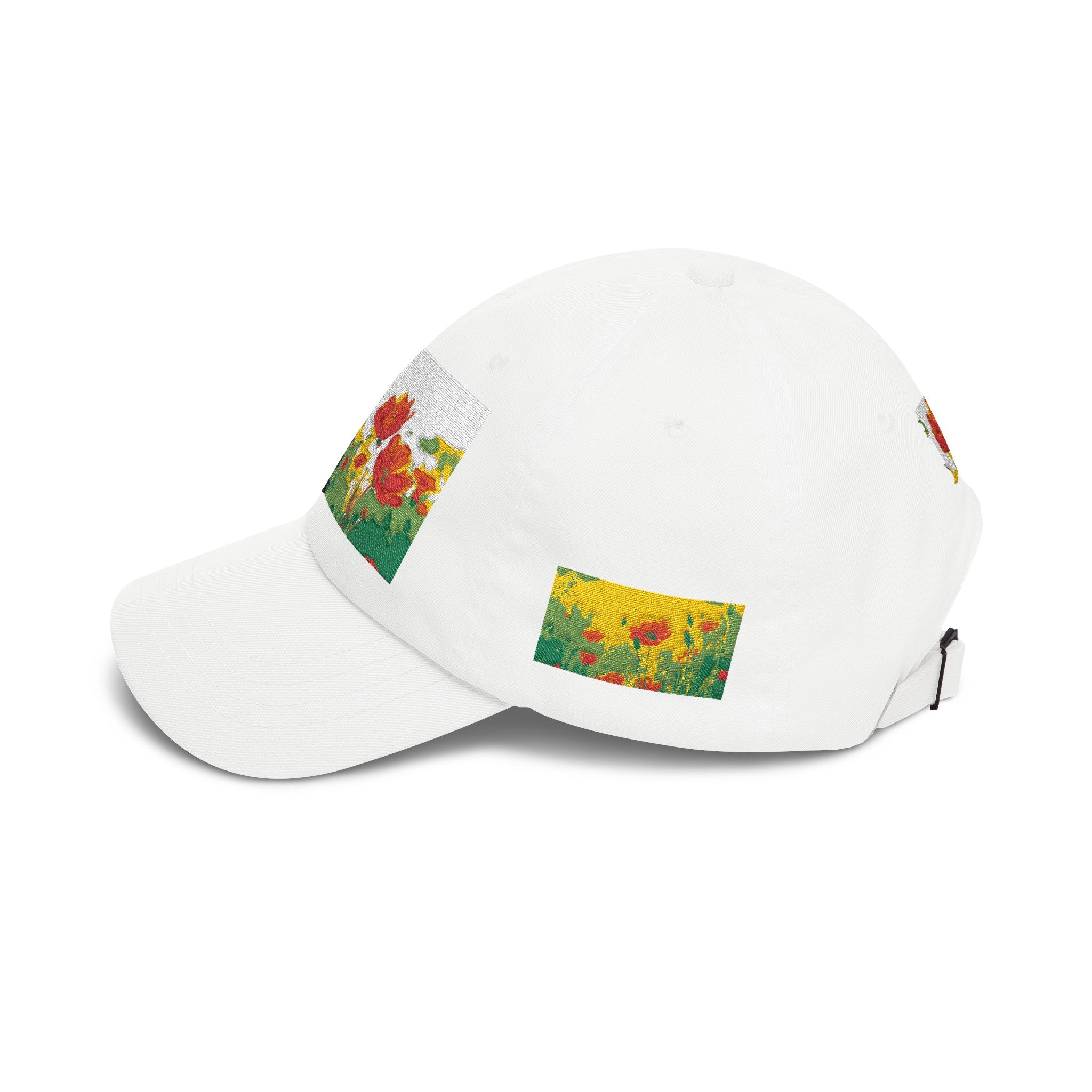 Custom Design Cap | Floral Poppy Garden Embroidered Baseball Hat