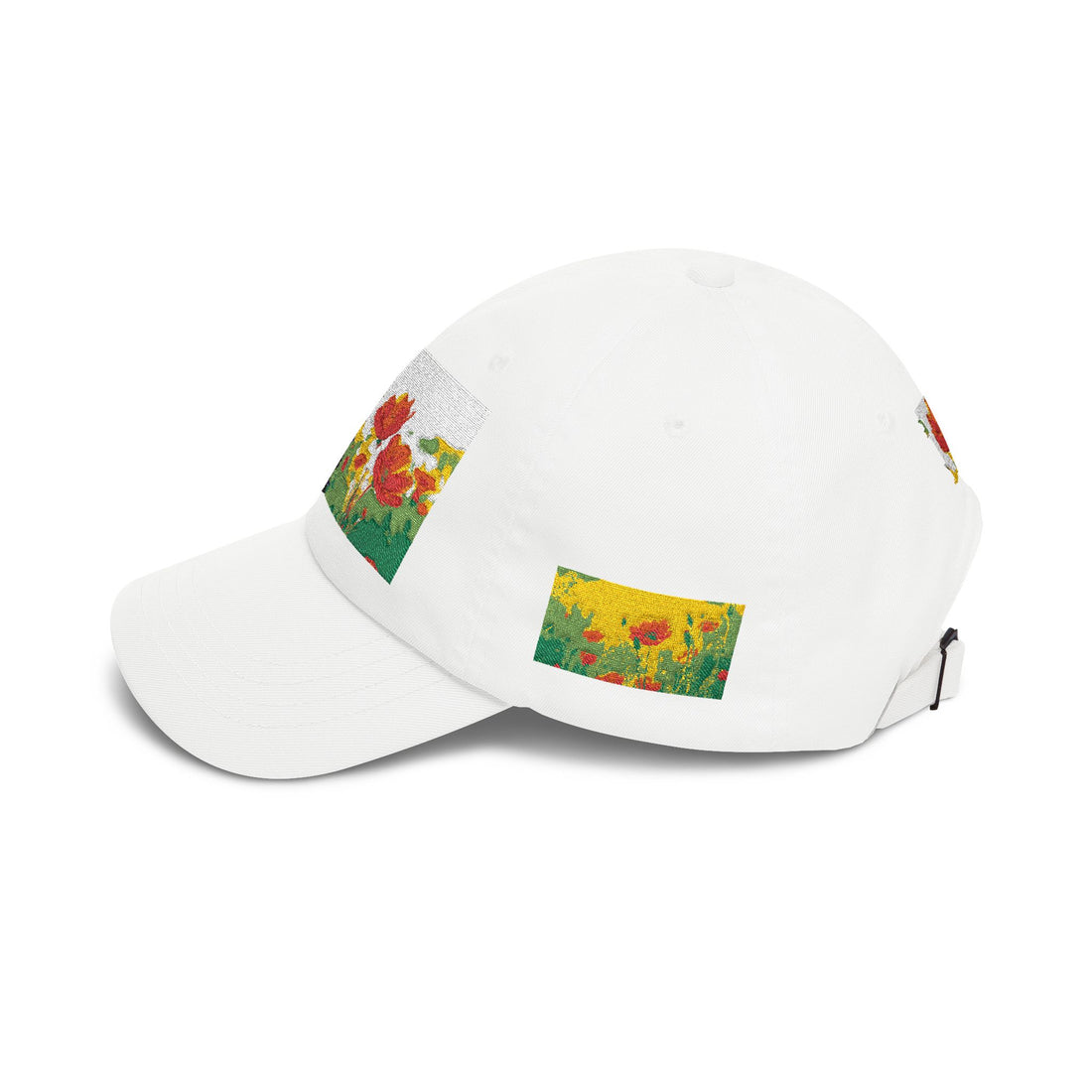 Custom Design Cap | Floral Poppy Garden Embroidered Baseball Hat