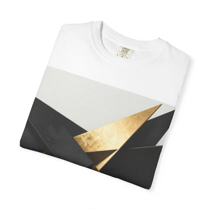 Graphic T-Shirt — Modern Gold Abstract &amp; Mountain Photo Print