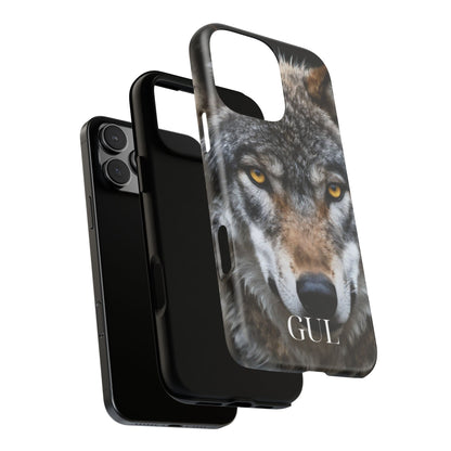 Wolf Eyes Phone Case — Fierce Wildlife iPhone Protective Case with ‘GUL’ Text