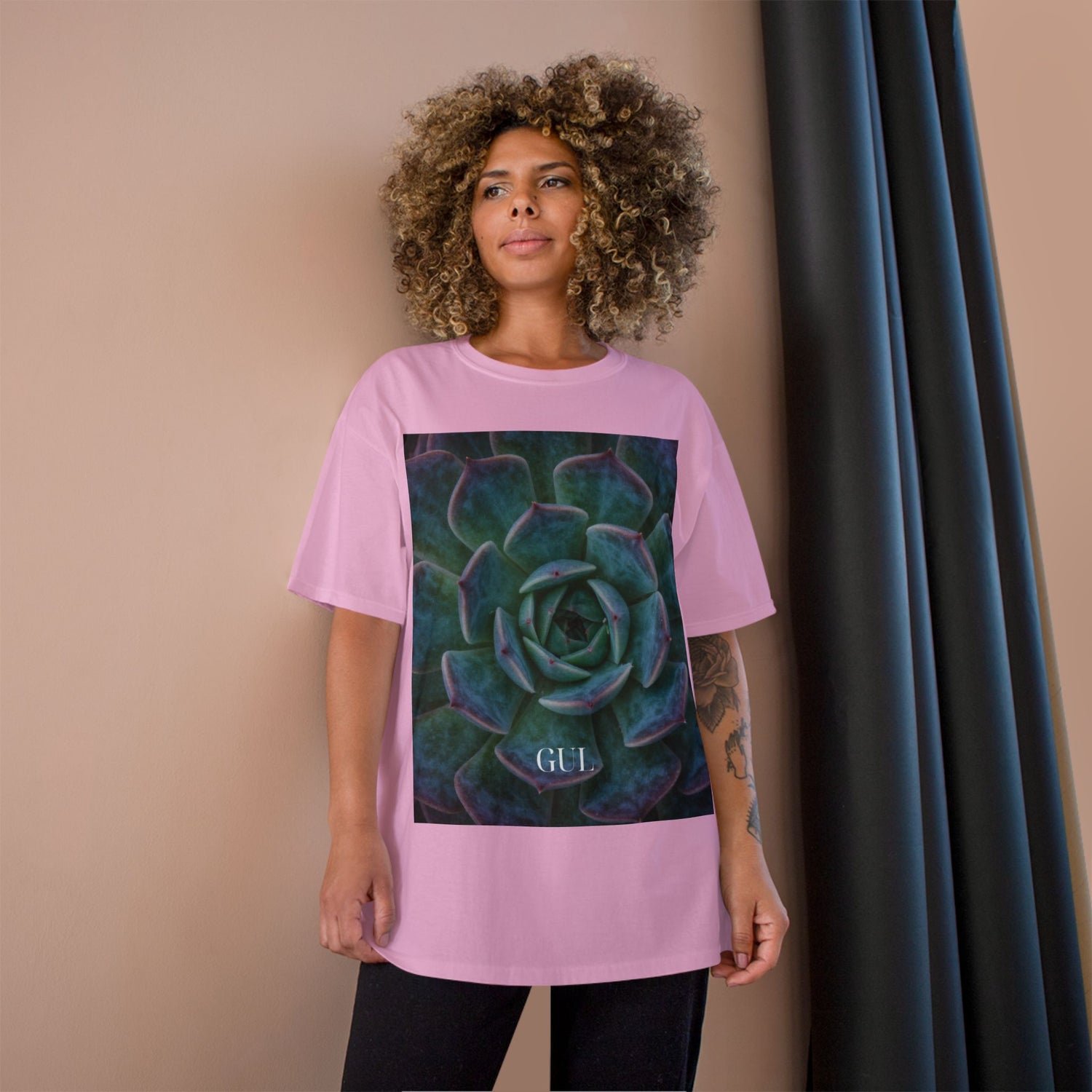 Champion Graphic T‑Shirt — Succulent &amp; Pyramid Photo Print Tee