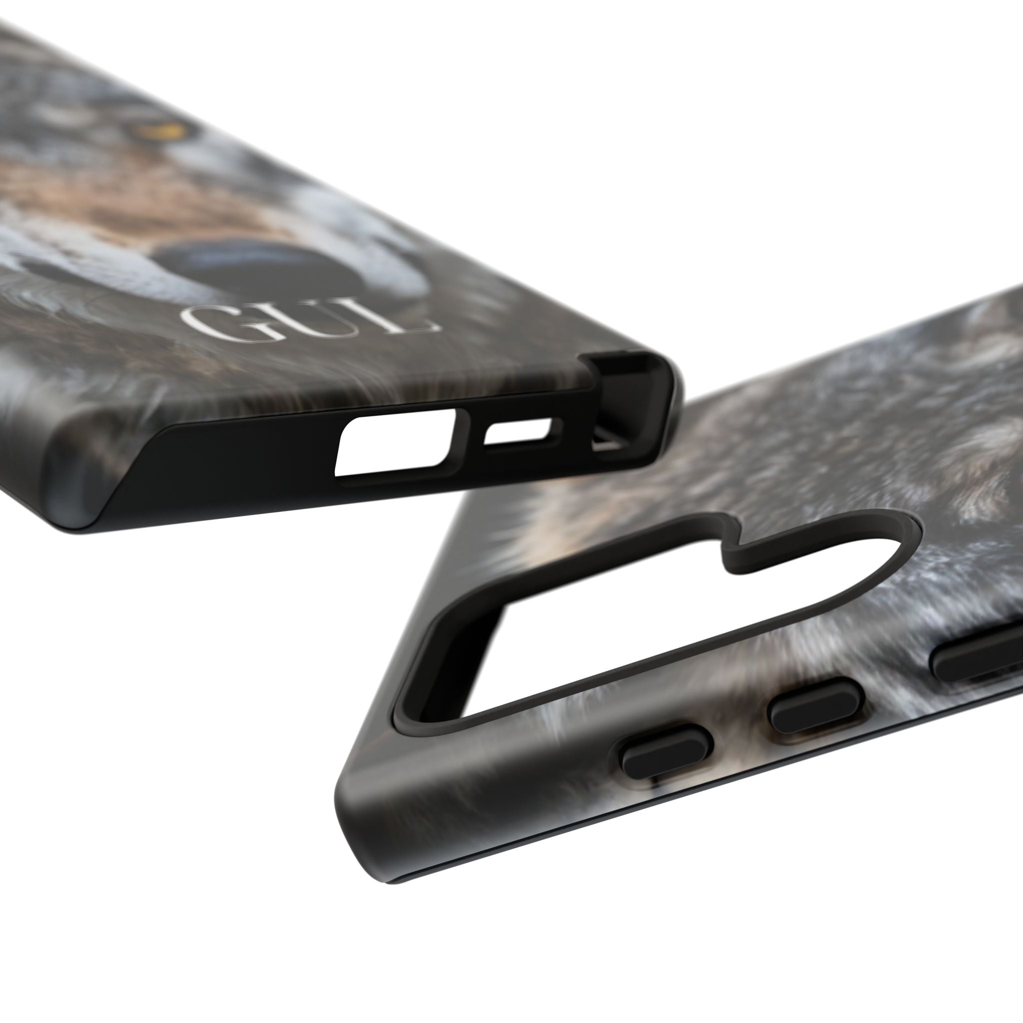 Wolf Eyes Phone Case — Fierce Wildlife iPhone Protective Case with ‘GUL’ Text