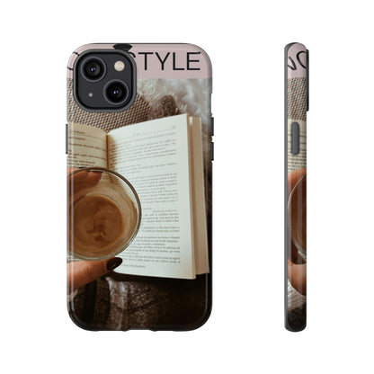 Cozy Reading Phone Case — Coffee &amp; Book Protective Cover
