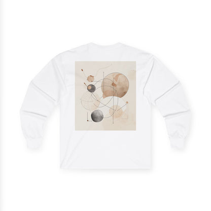 Abstract Geometric Art Long Sleeve Tee — Neutral Circle Composition