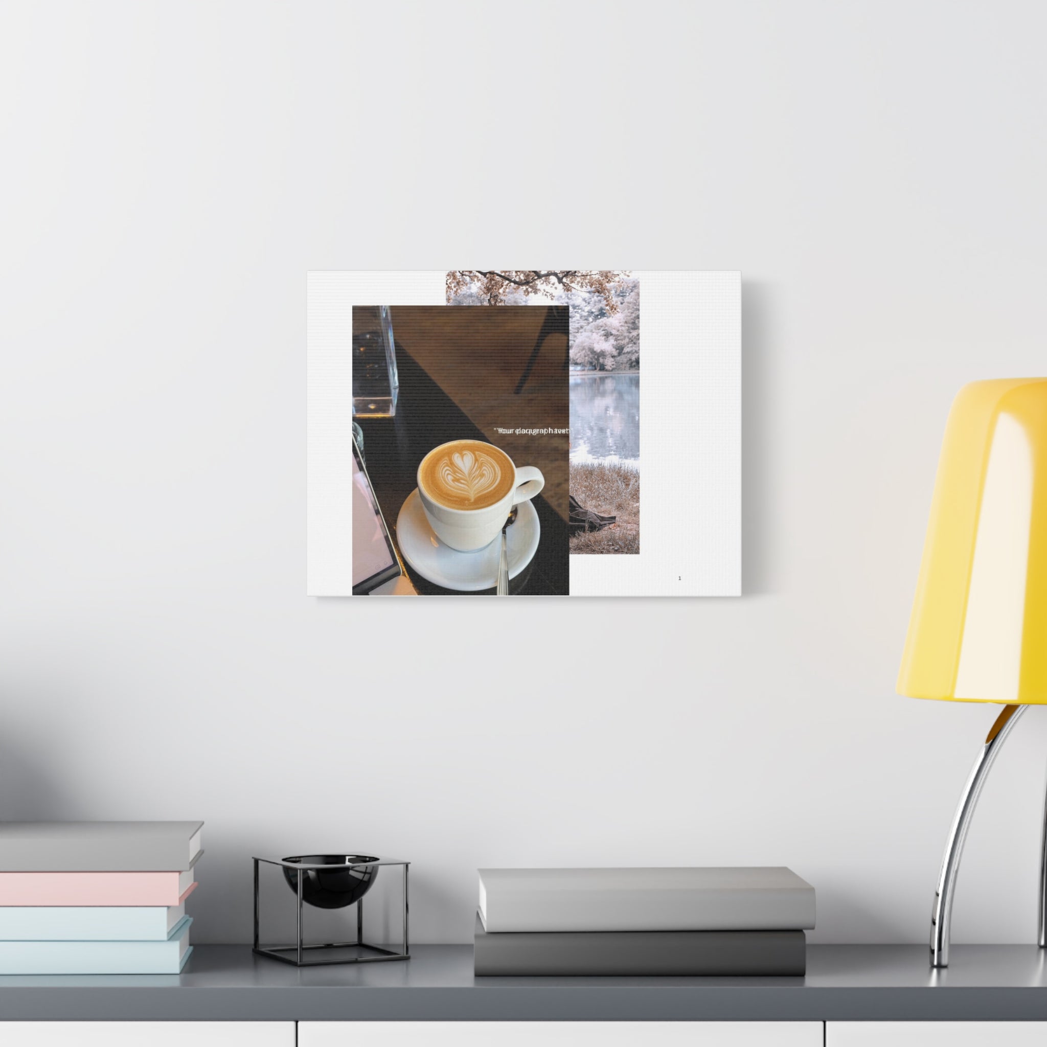 Latte &amp; Landscape Matte Canvas Wall Art — Coffee Shop Photo Collage