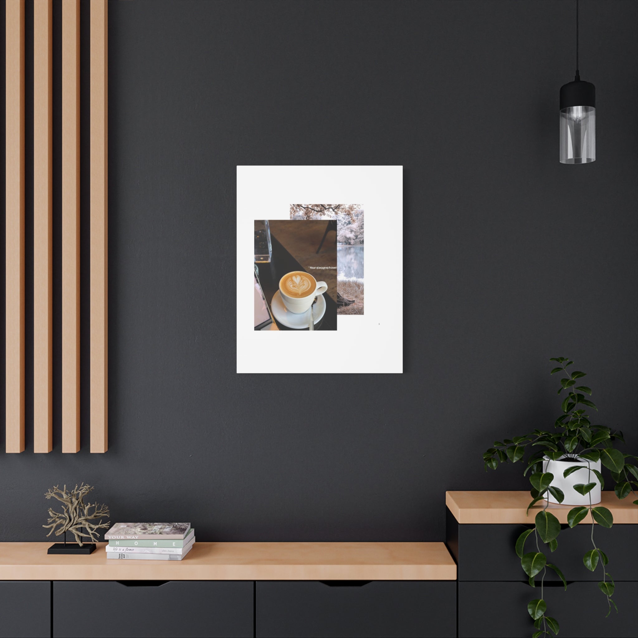 Latte &amp; Landscape Matte Canvas Wall Art — Coffee Shop Photo Collage