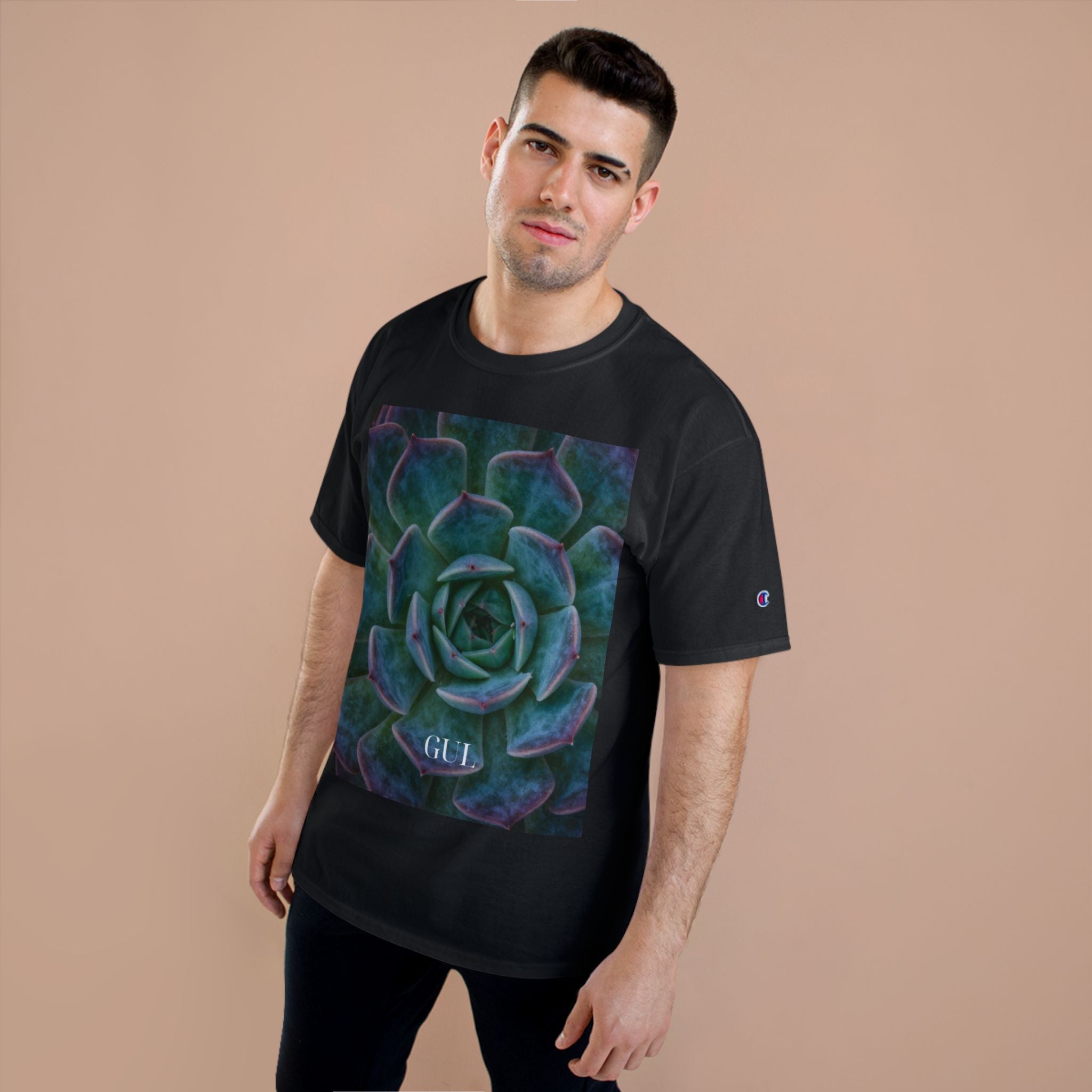 Champion Graphic T‑Shirt — Succulent &amp; Pyramid Photo Print Tee