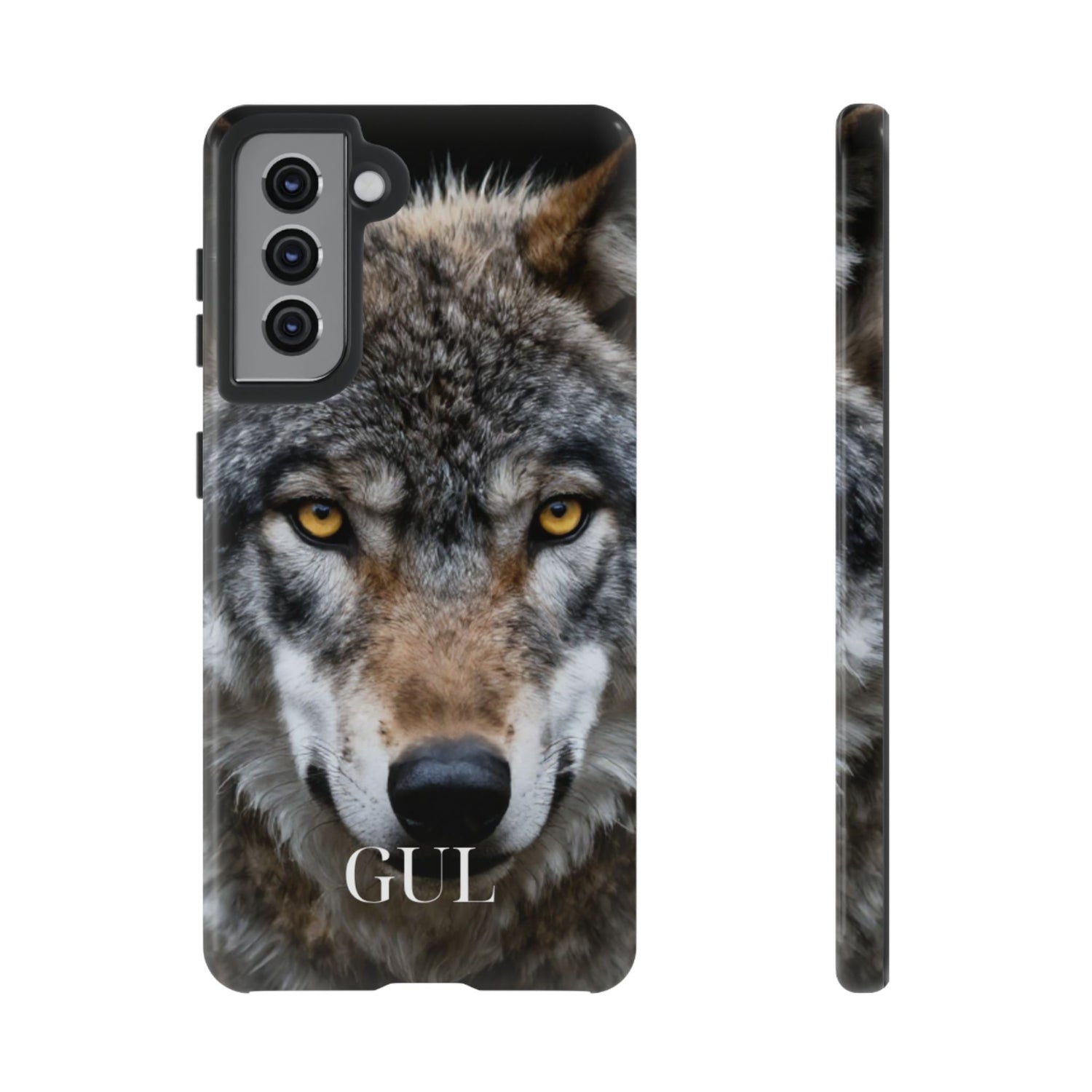 Wolf Eyes Phone Case — Fierce Wildlife iPhone Protective Case with ‘GUL’ Text