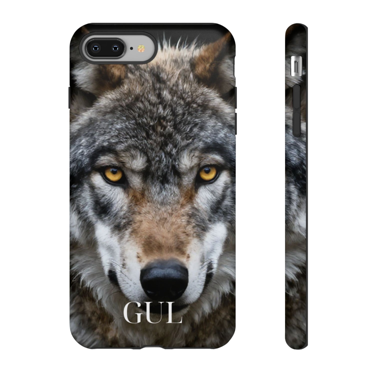 Wolf Eyes Phone Case — Fierce Wildlife iPhone Protective Case with ‘GUL’ Text