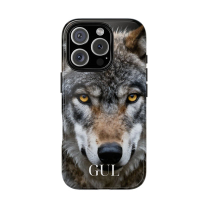 Wolf Eyes Phone Case — Fierce Wildlife iPhone Protective Case with ‘GUL’ Text