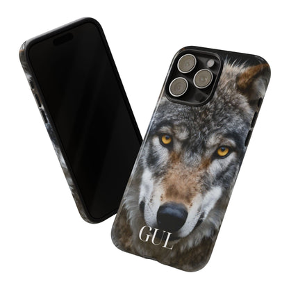 Wolf Eyes Phone Case — Fierce Wildlife iPhone Protective Case with ‘GUL’ Text