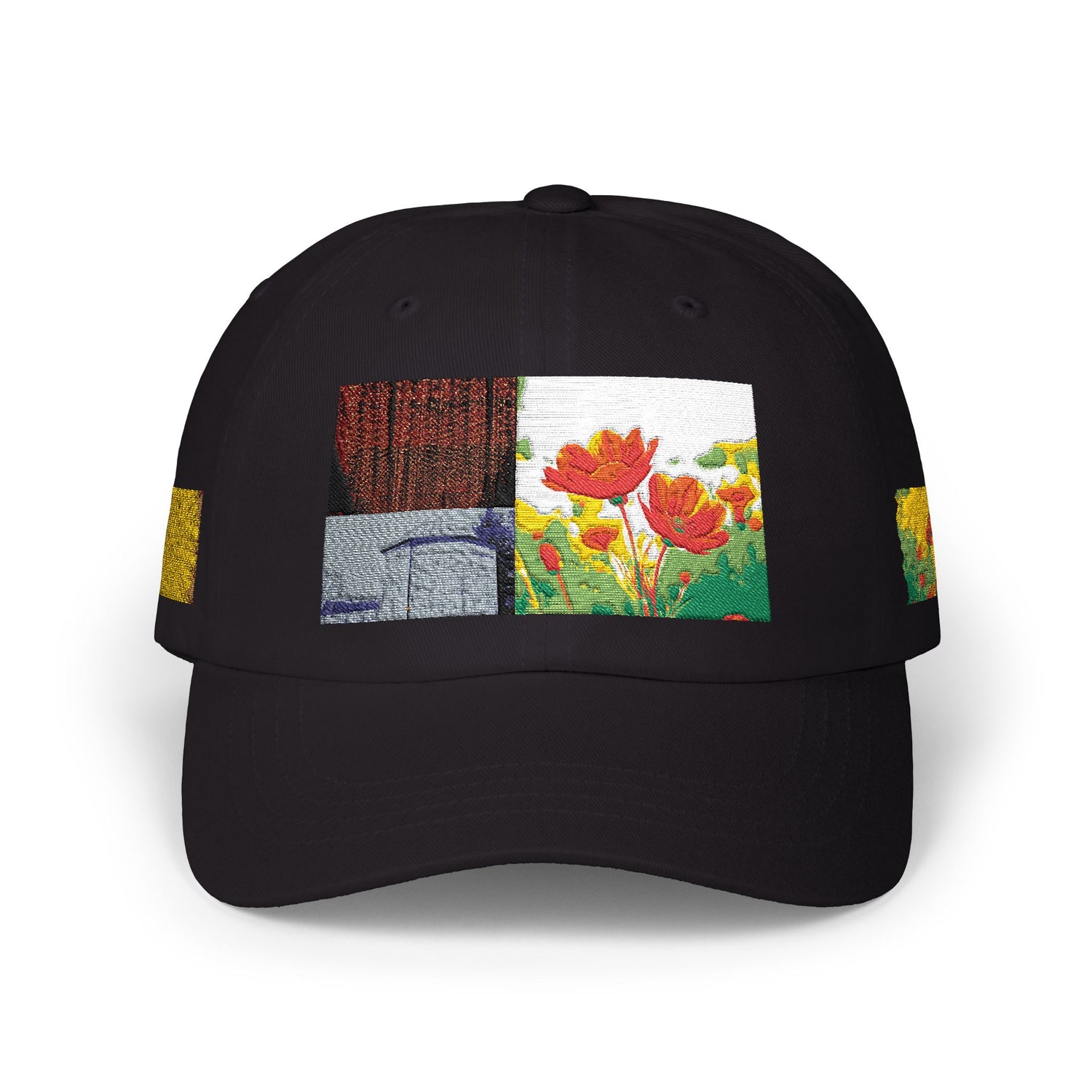 Floral Patch Dad Cap — Colorful Poppy Garden Embroidered Baseball Hat