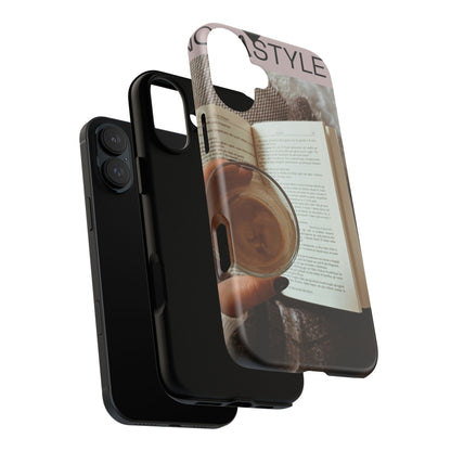 Cozy Reading Phone Case — Coffee &amp; Book Protective Cover