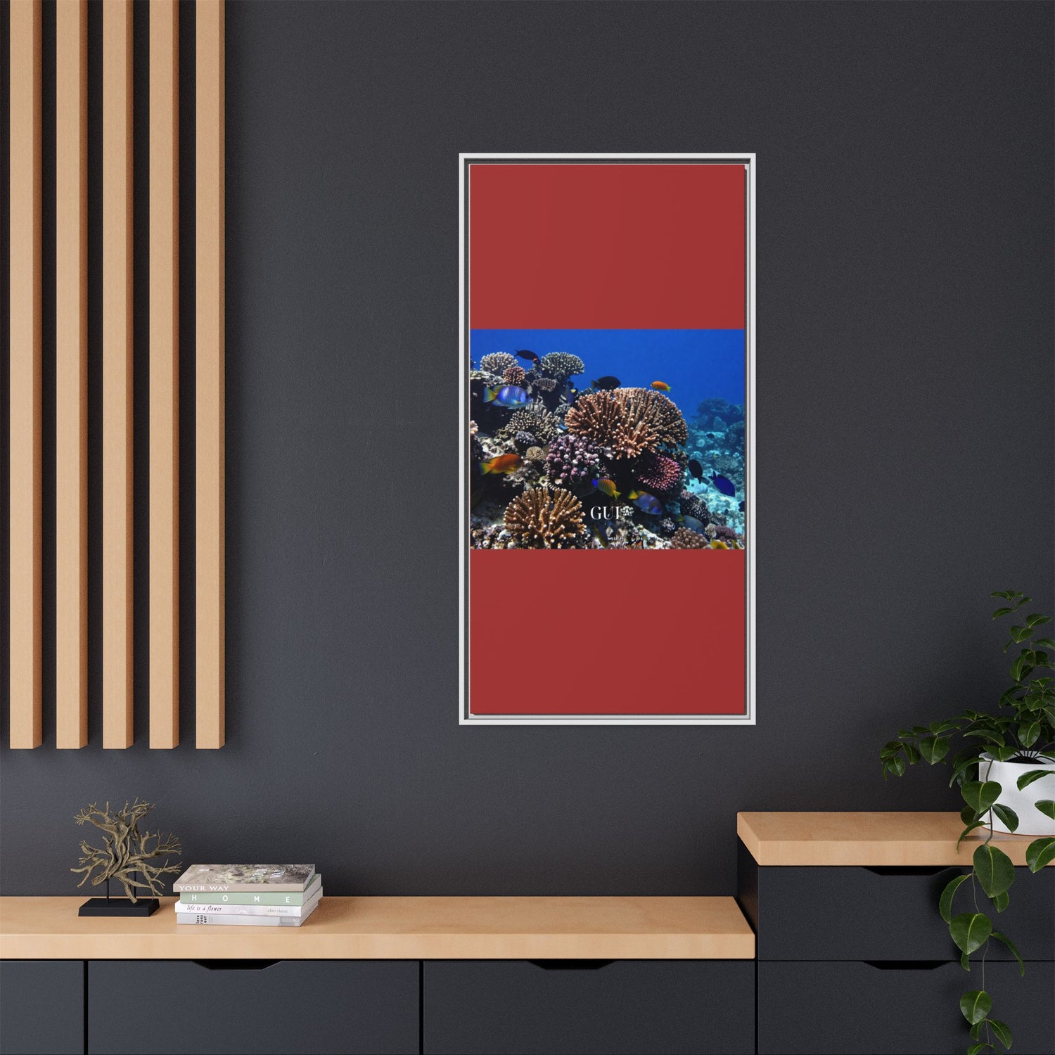 Framed Coral Reef Matte Canvas Wall Art — Tropical Ocean Photography Print