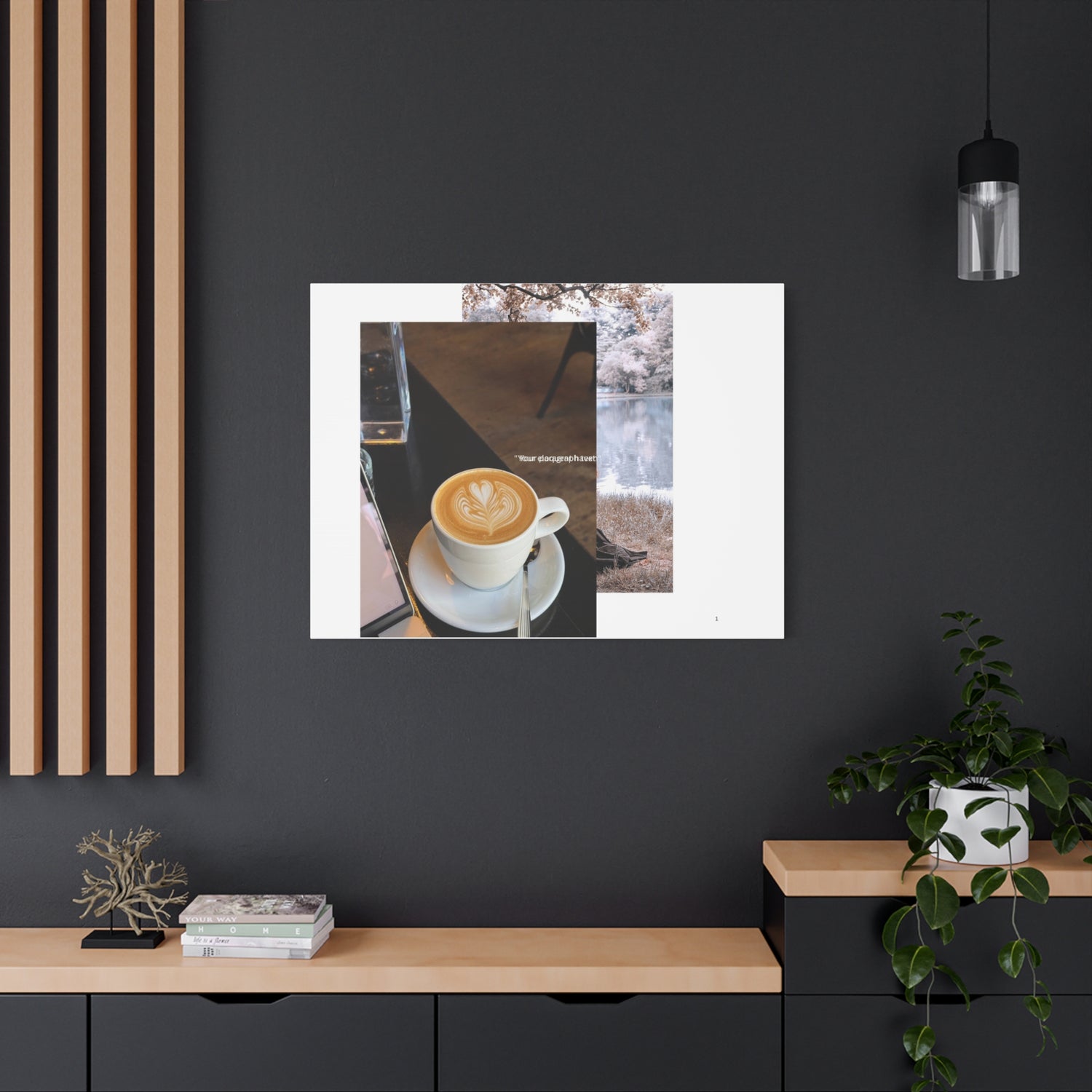 Latte &amp; Landscape Matte Canvas Wall Art — Coffee Shop Photo Collage