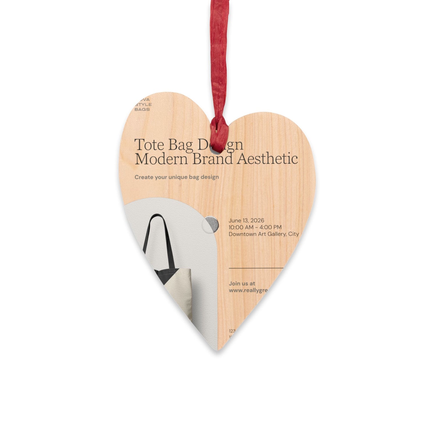 Bell-Shaped Wooden Ornament — Minimal Logo &amp; Illustration Holiday Decoration