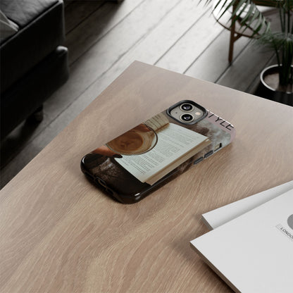 Cozy Reading Phone Case — Coffee &amp; Book Protective Cover