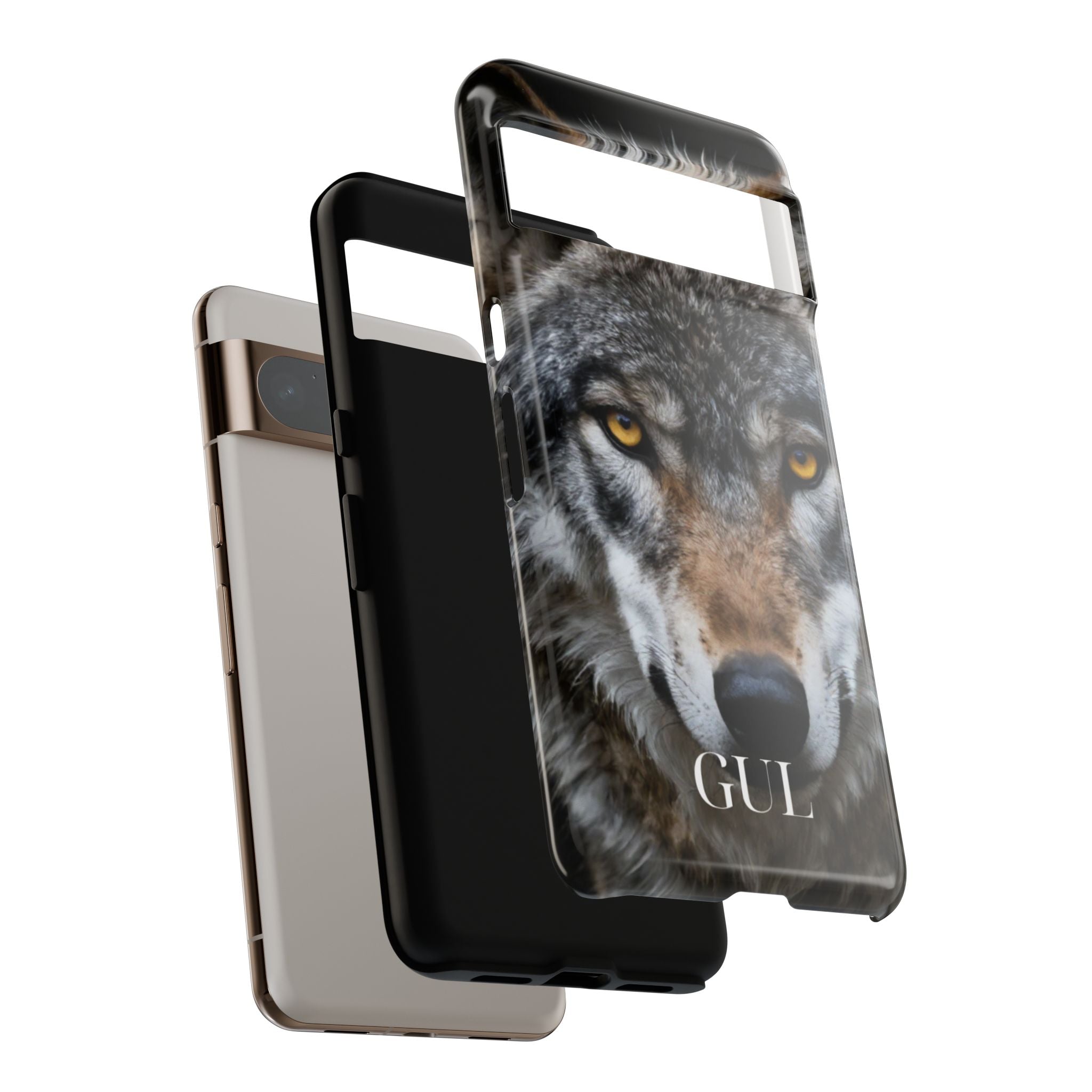 Wolf Eyes Phone Case — Fierce Wildlife iPhone Protective Case with ‘GUL’ Text