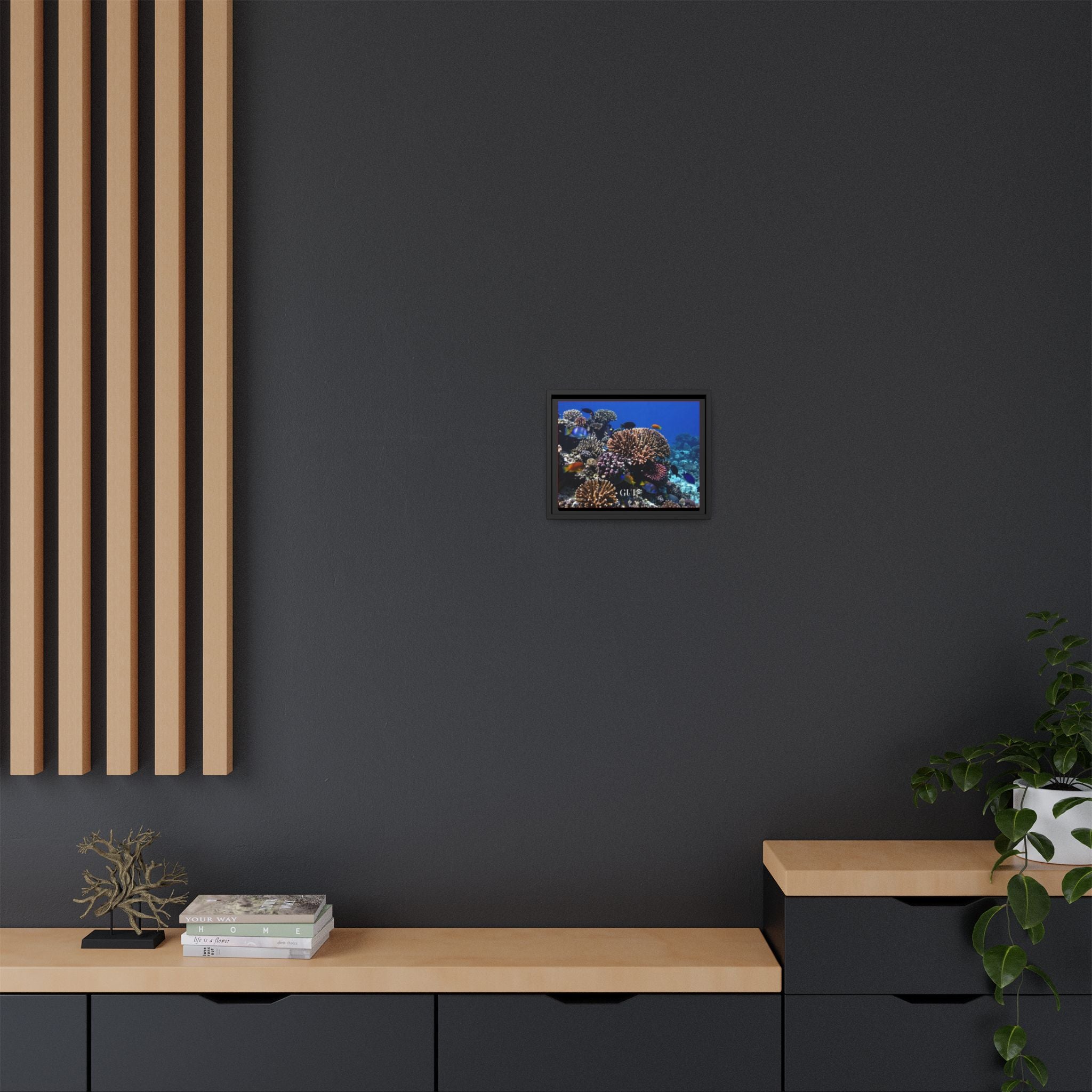 Framed Coral Reef Matte Canvas Wall Art — Tropical Ocean Photography Print