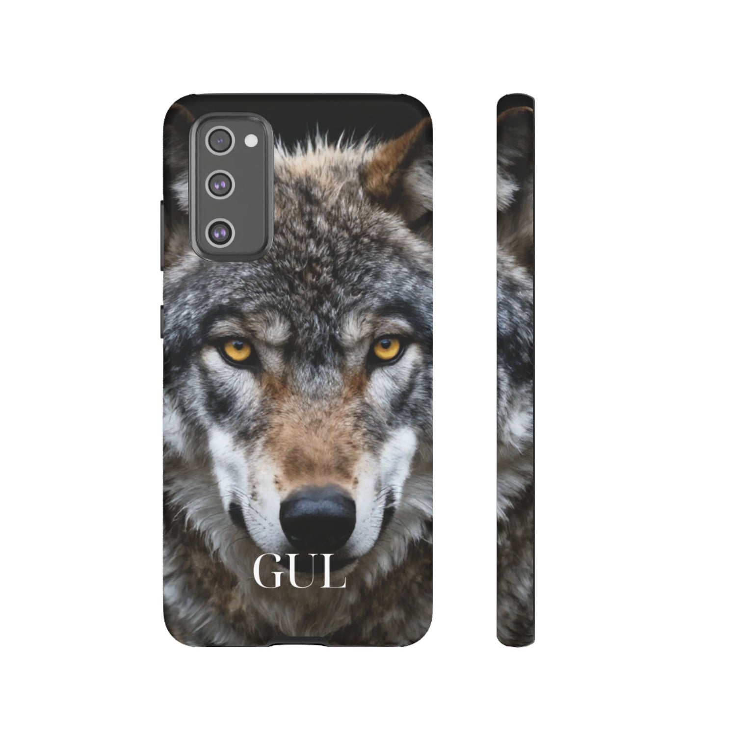 Wolf Eyes Phone Case — Fierce Wildlife iPhone Protective Case with ‘GUL’ Text