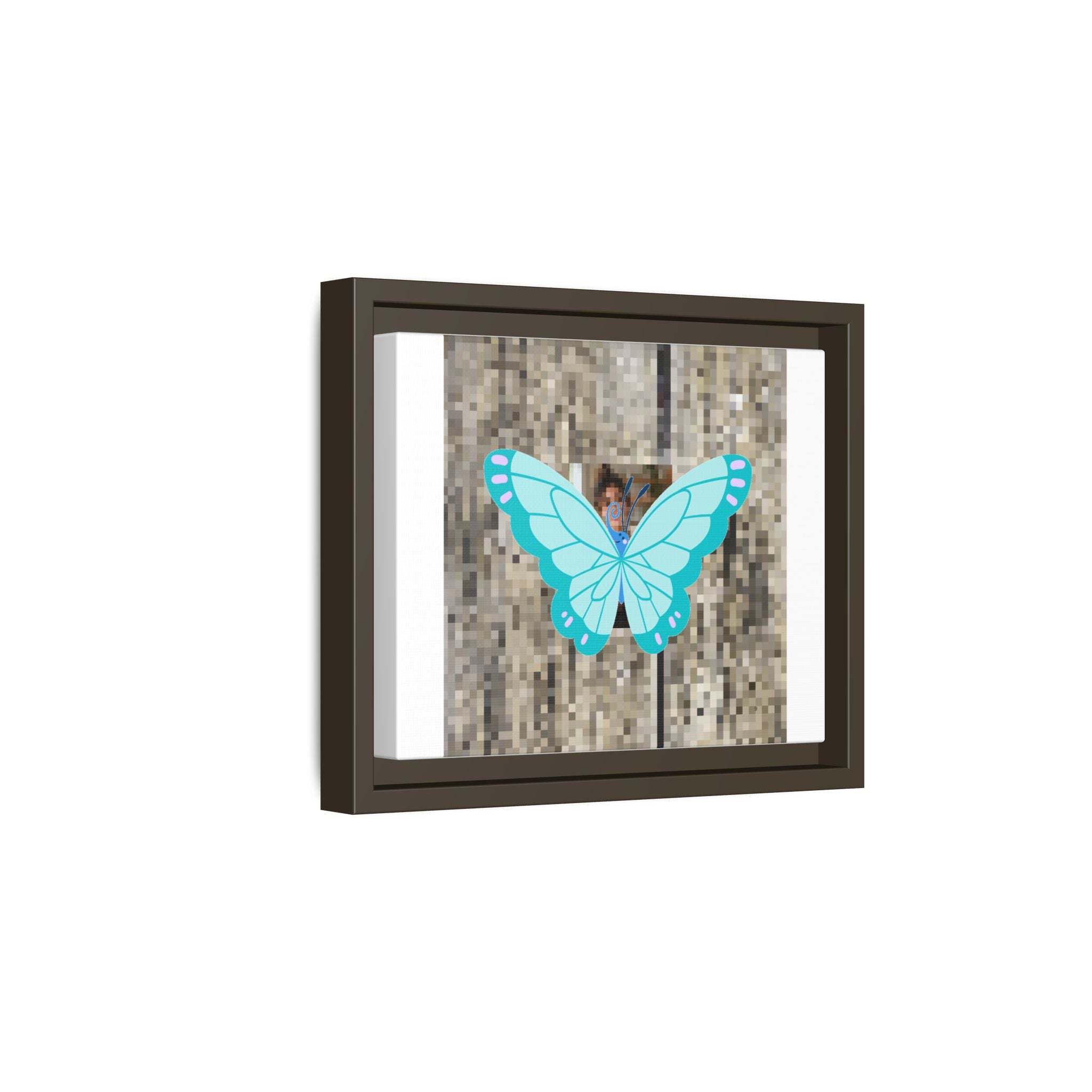 Blue Butterfly Framed Canvas Art — Matte Nature Wall Print