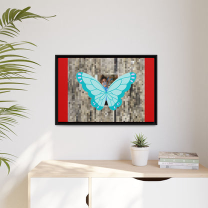 Blue Butterfly Framed Canvas Art – Matte Multi‑Color Wall Print