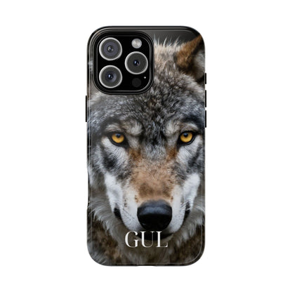 Wolf Eyes Phone Case — Fierce Wildlife iPhone Protective Case with ‘GUL’ Text