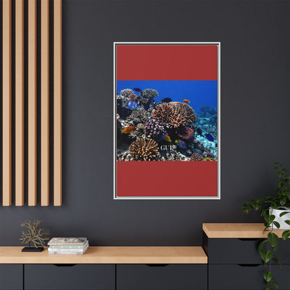 Framed Coral Reef Matte Canvas Wall Art — Tropical Ocean Photography Print