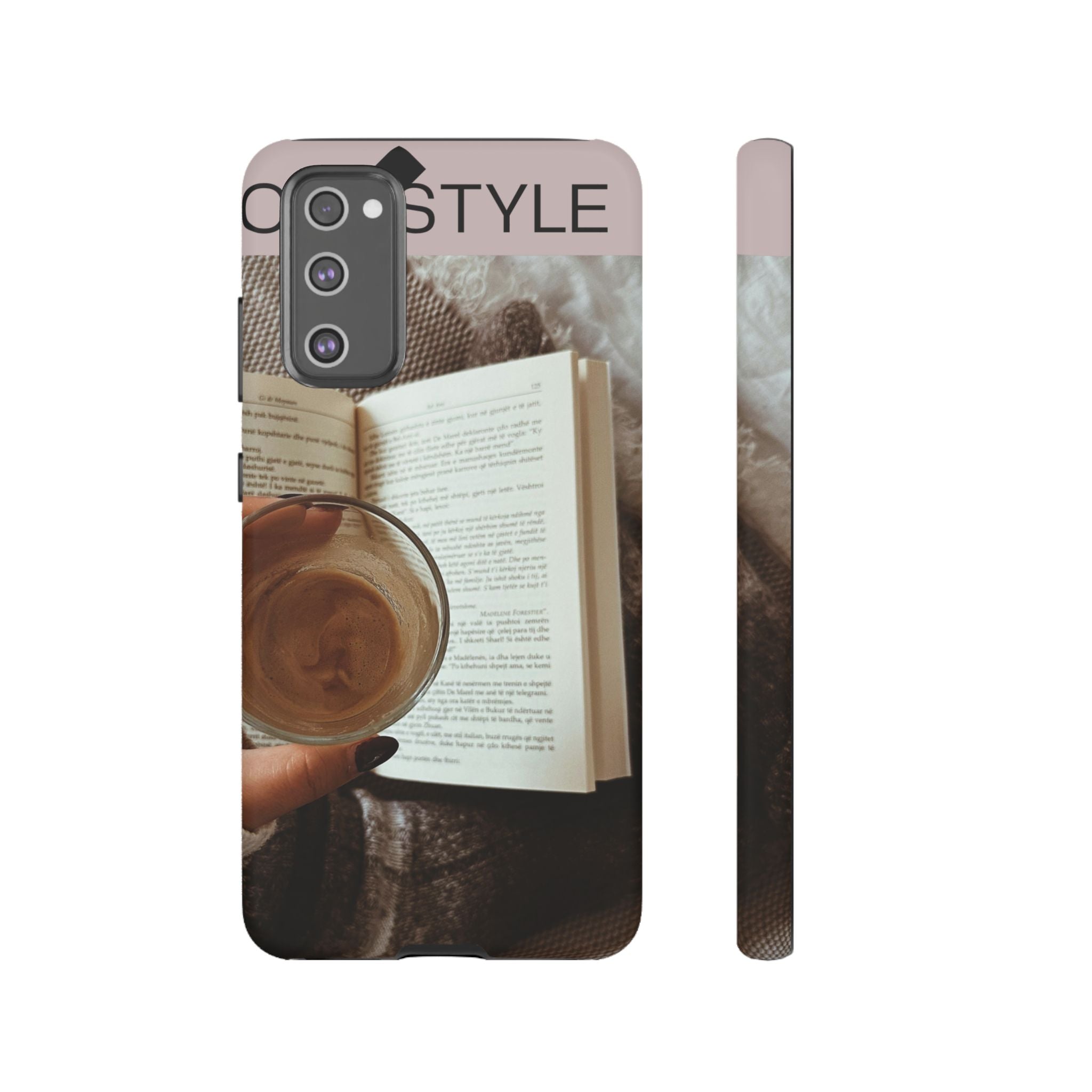 Cozy Reading Phone Case — Coffee &amp; Book Protective Cover