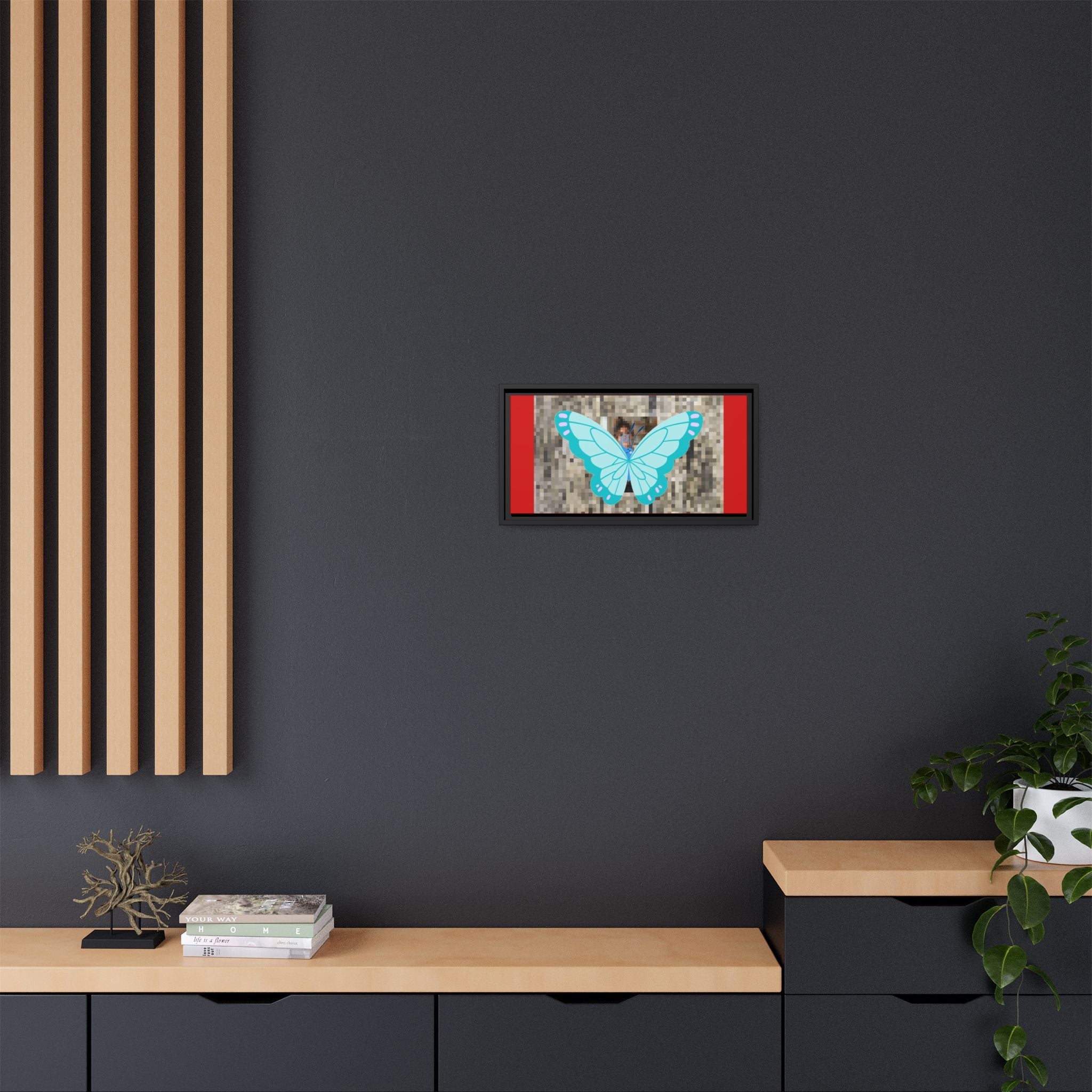 Blue Butterfly Framed Canvas Art – Matte Multi‑Color Wall Print