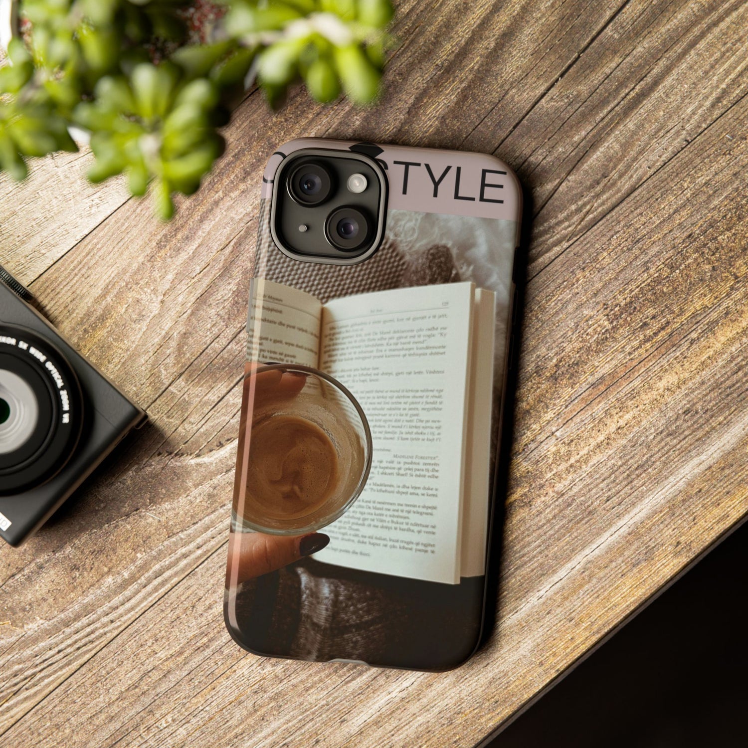 Cozy Reading Phone Case — Coffee &amp; Book Protective Cover