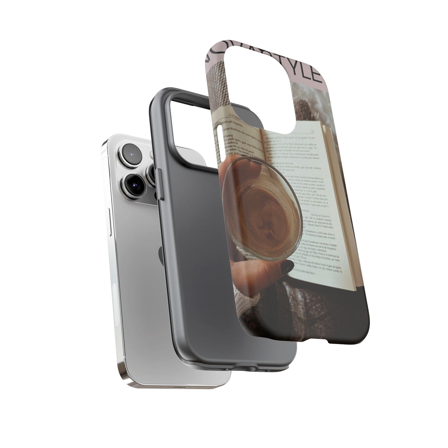 Cozy Reading Phone Case — Coffee &amp; Book Protective Cover