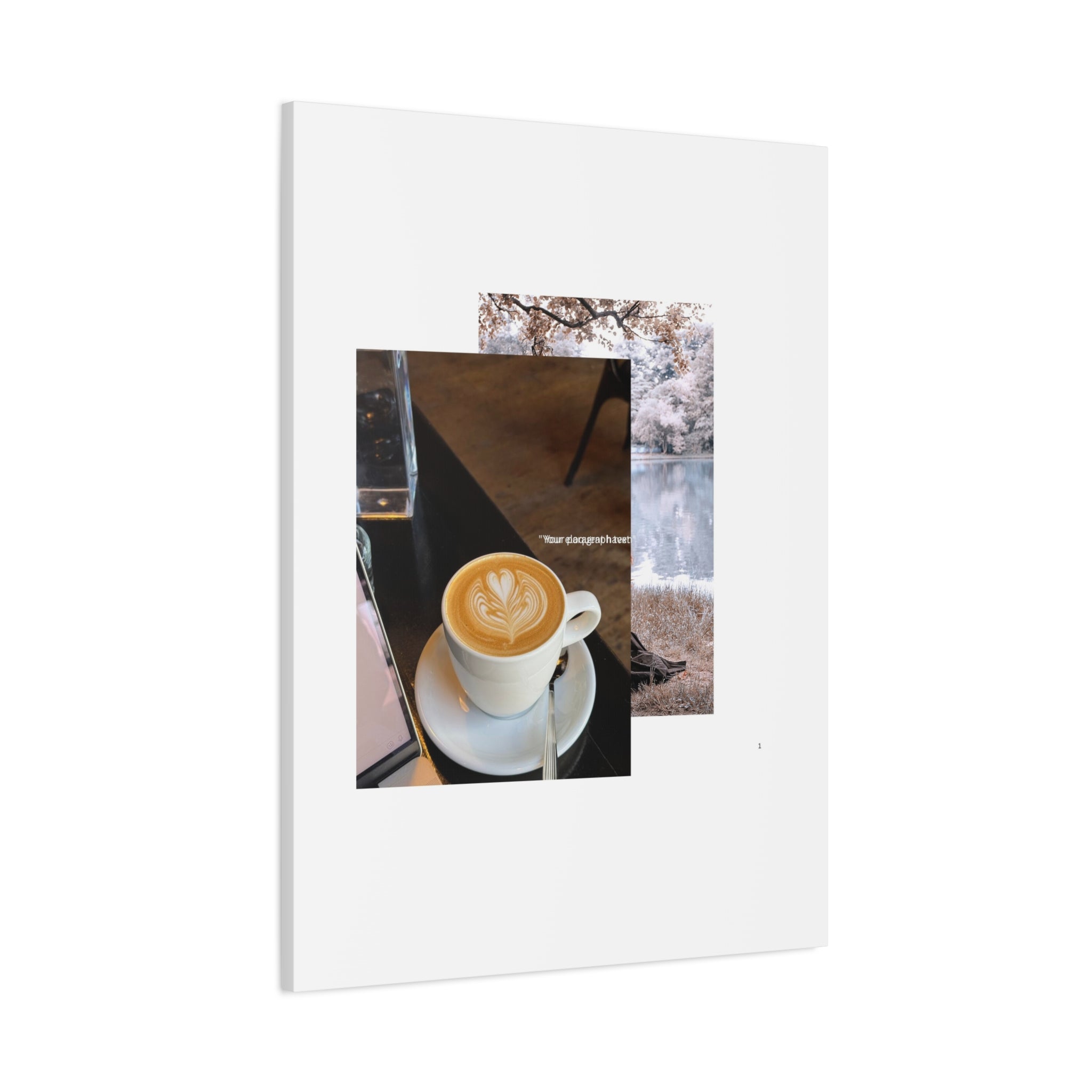 Latte &amp; Landscape Matte Canvas Wall Art — Coffee Shop Photo Collage