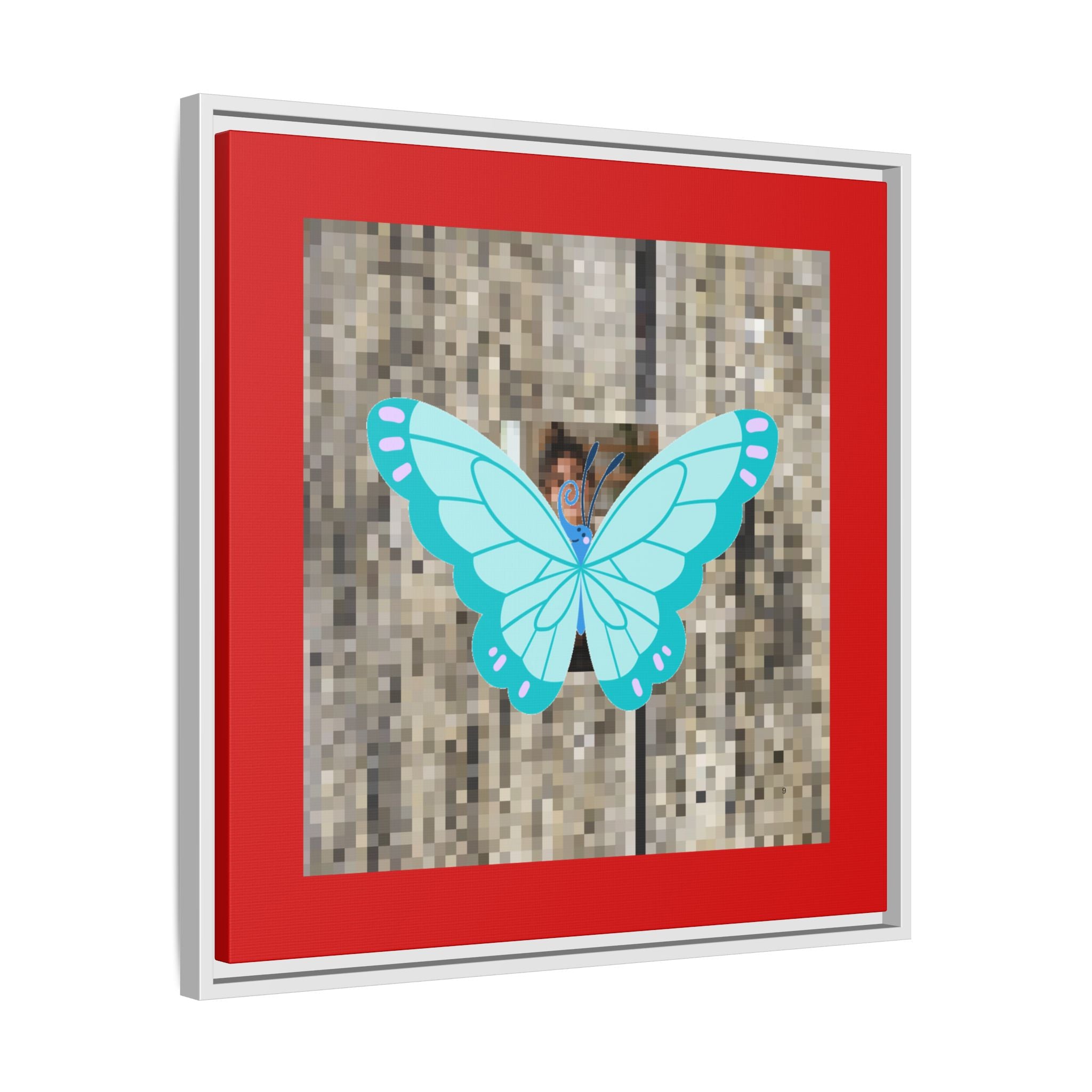 Blue Butterfly Framed Canvas Art – Matte Multi‑Color Wall Print
