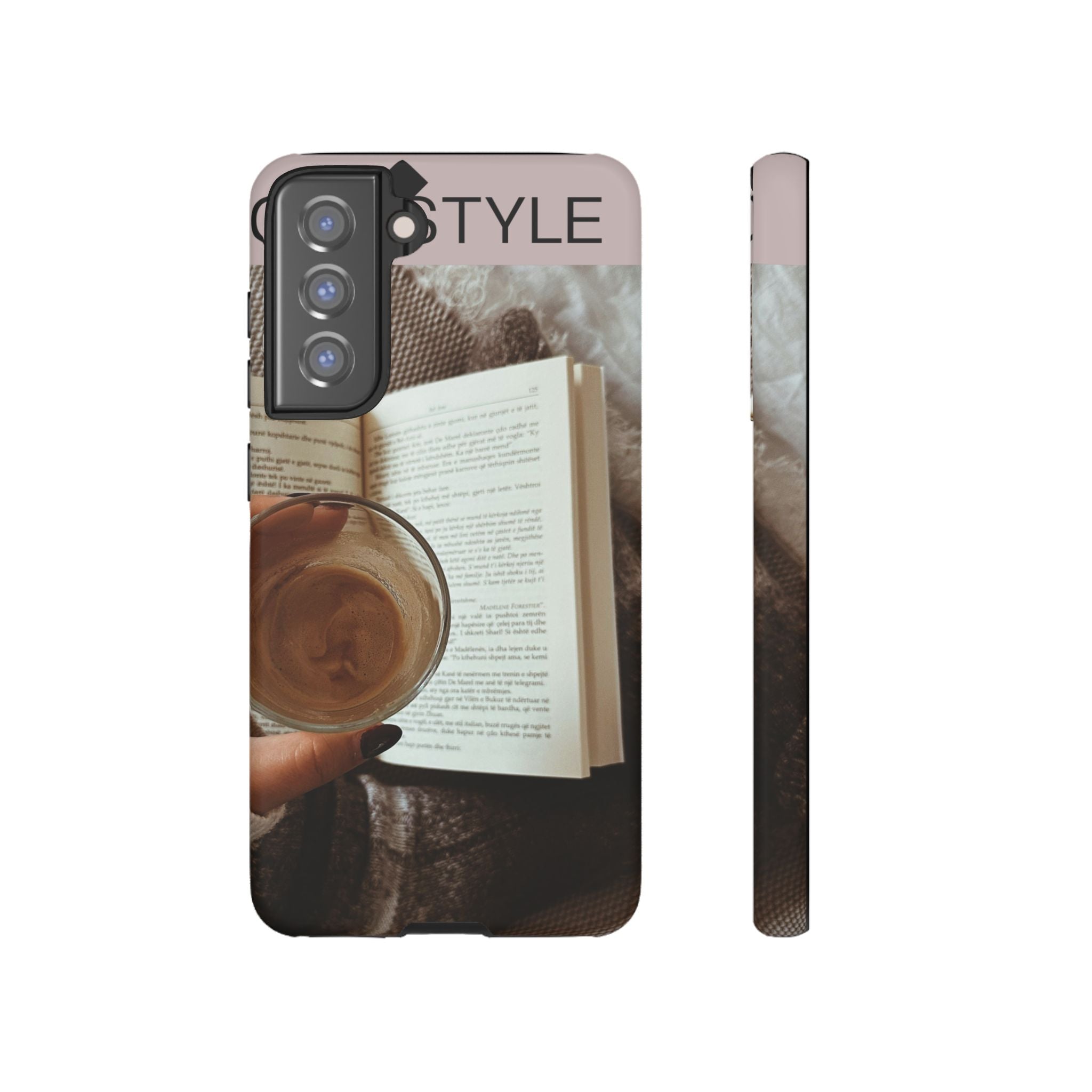 Cozy Reading Phone Case — Coffee &amp; Book Protective Cover