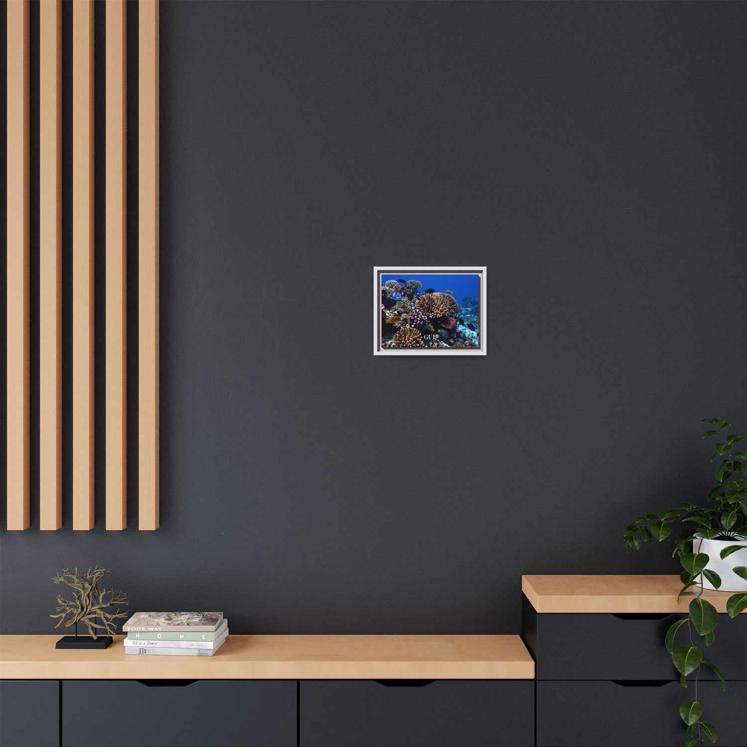 Framed Coral Reef Matte Canvas Wall Art — Tropical Ocean Photography Print