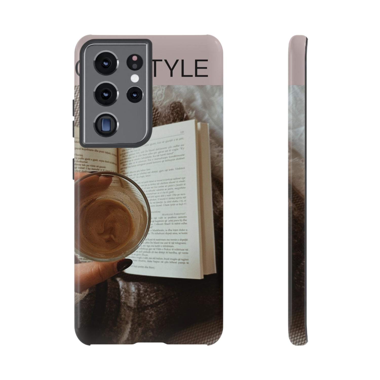Cozy Reading Phone Case — Coffee &amp; Book Protective Cover
