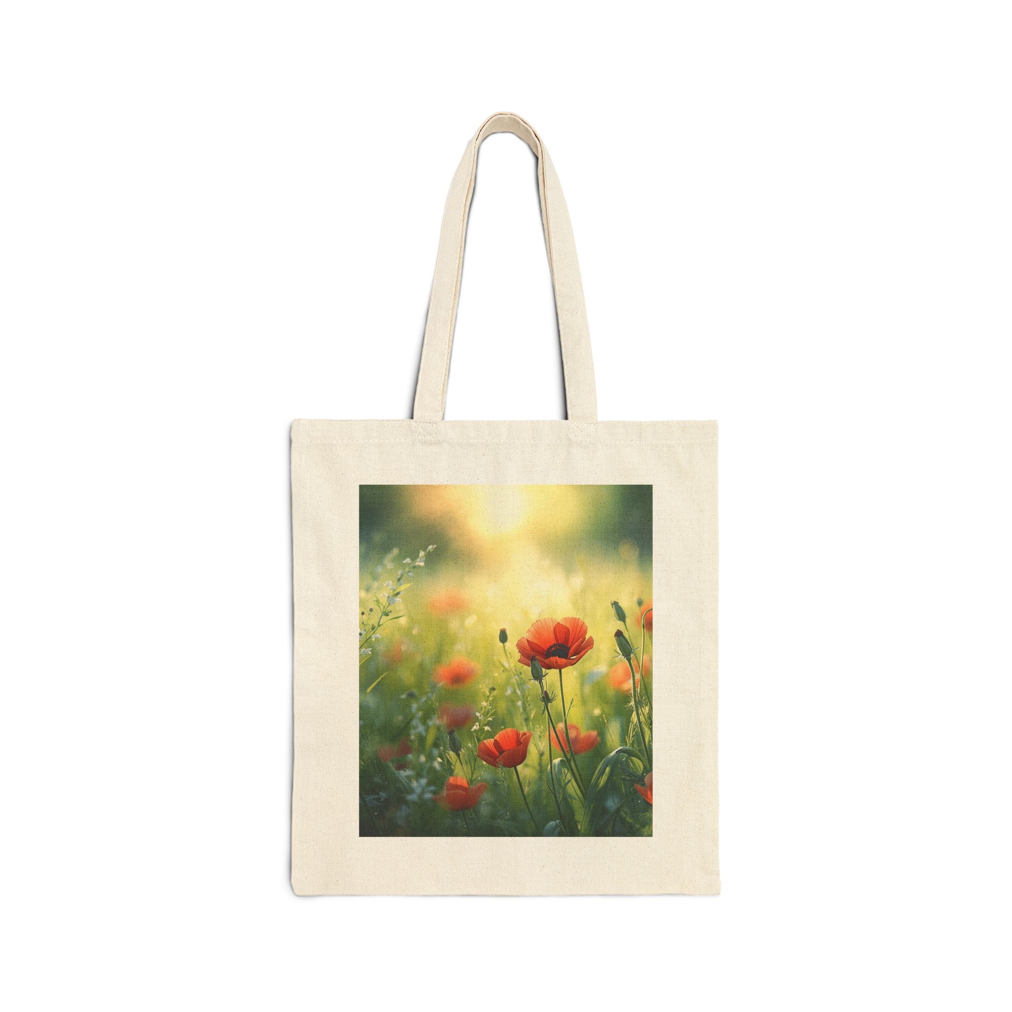 Custom Design Tote Bag | Seaside Gull & Sunlit Poppies Art Print