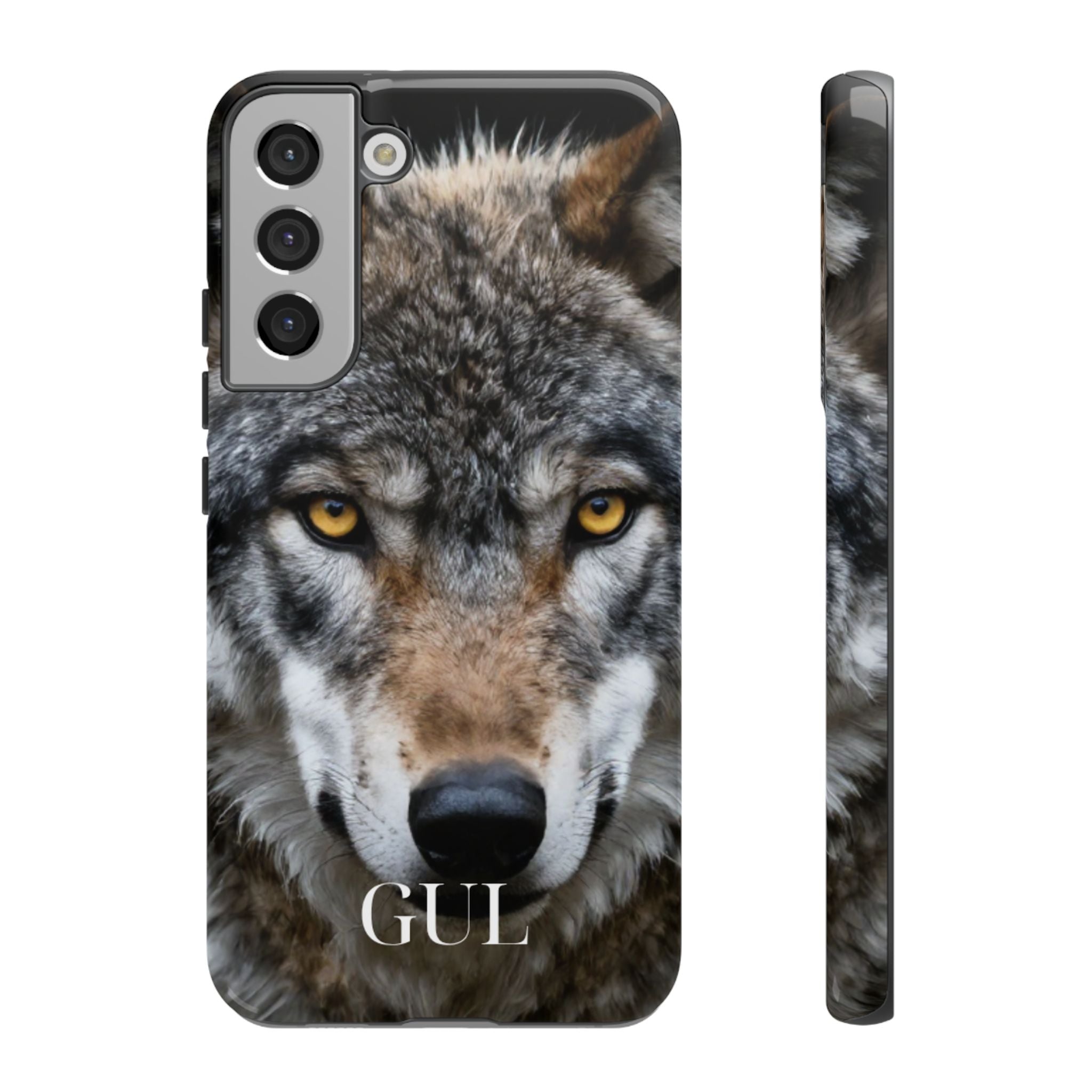 Wolf Eyes Phone Case — Fierce Wildlife iPhone Protective Case with ‘GUL’ Text