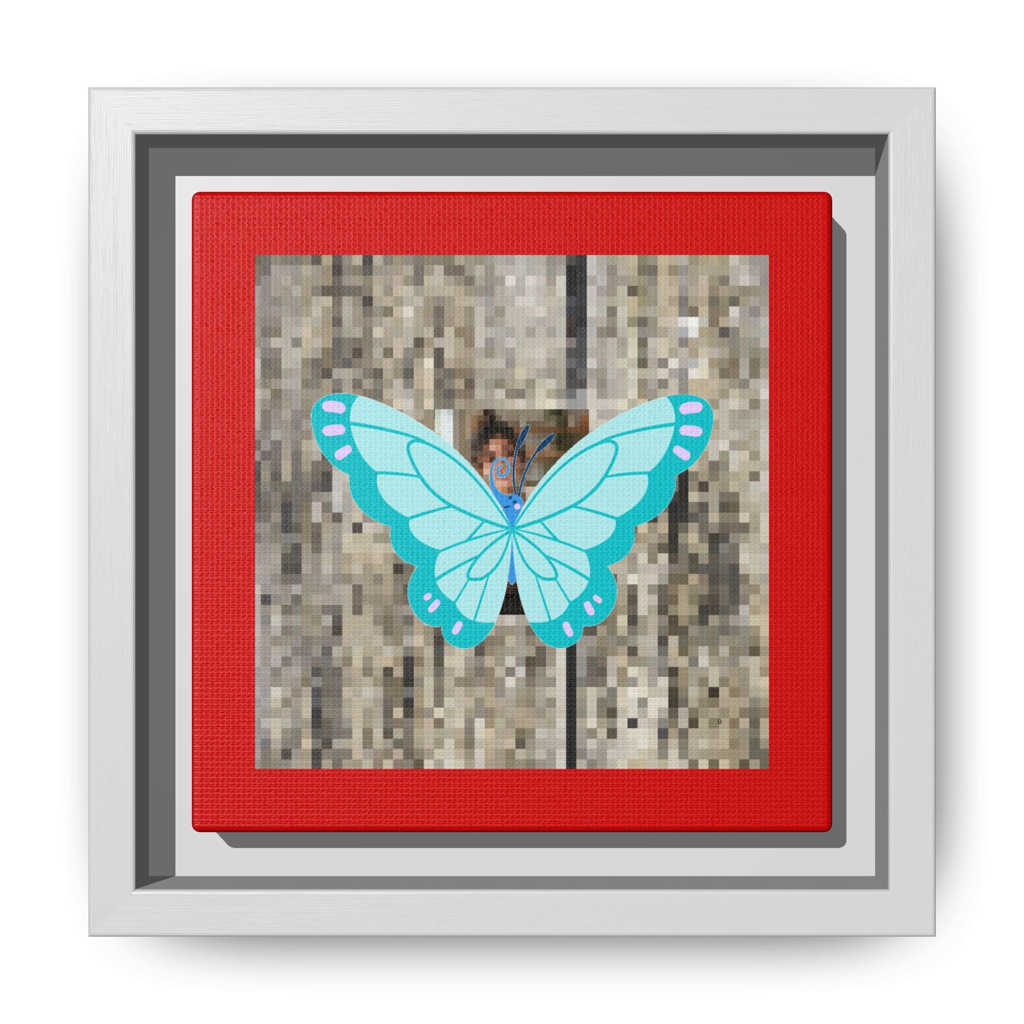 Blue Butterfly Framed Canvas Art – Matte Multi‑Color Wall Print