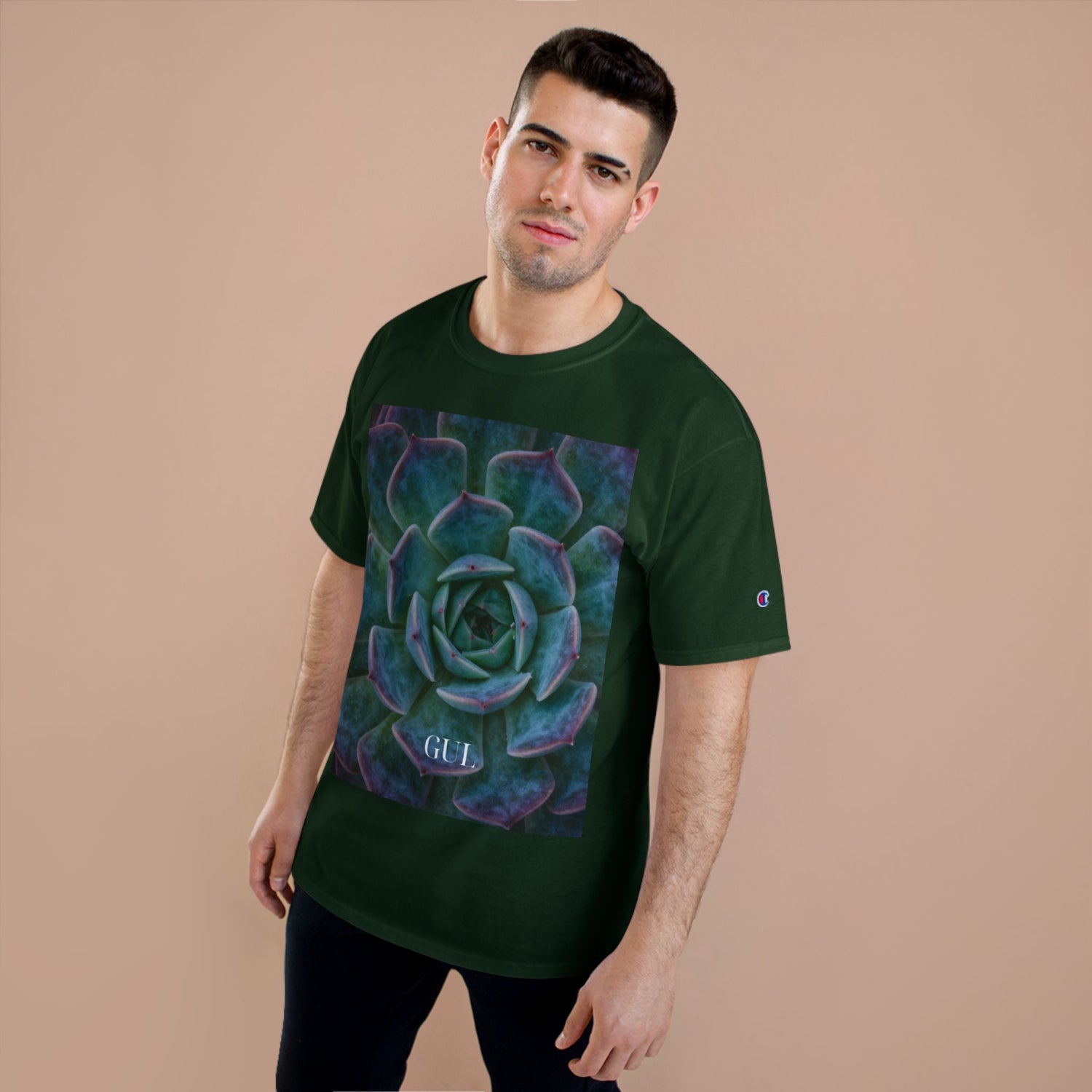 Champion Graphic T‑Shirt — Succulent &amp; Pyramid Photo Print Tee