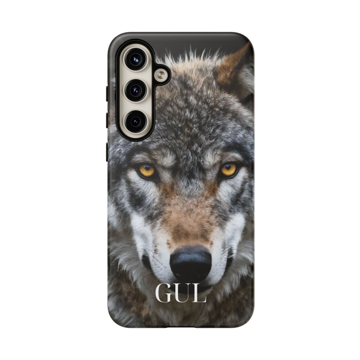Wolf Eyes Phone Case — Fierce Wildlife iPhone Protective Case with ‘GUL’ Text
