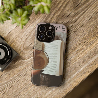 Cozy Reading Phone Case — Coffee &amp; Book Protective Cover