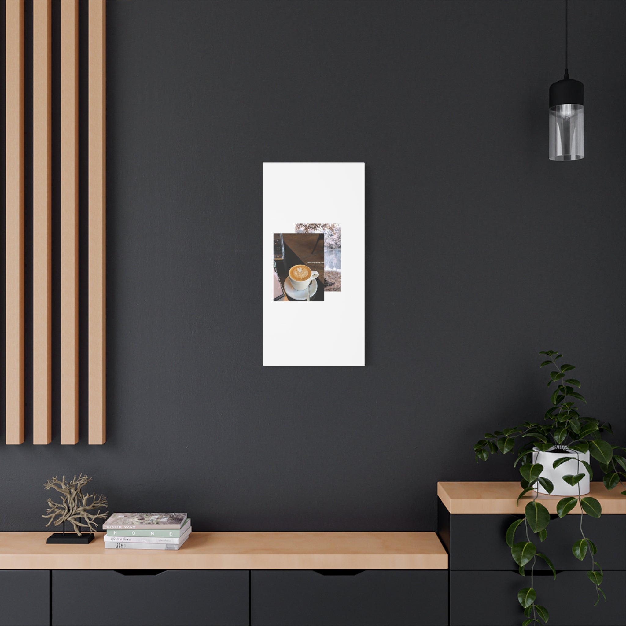 Latte &amp; Landscape Matte Canvas Wall Art — Coffee Shop Photo Collage