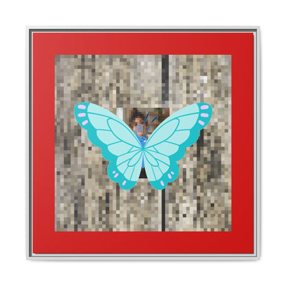 Blue Butterfly Framed Canvas Art – Matte Multi‑Color Wall Print