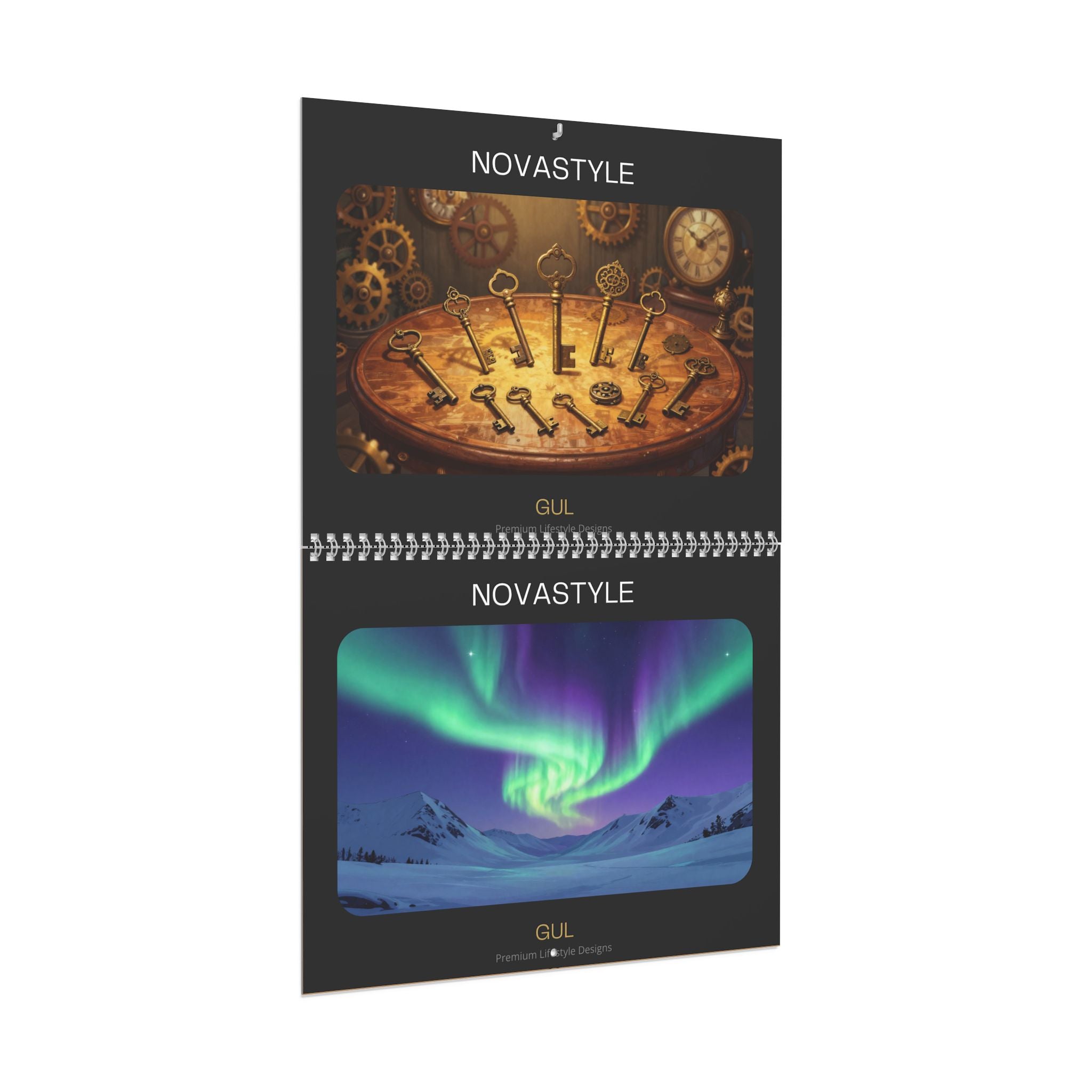 Mandala &amp; Nature Wall Calendar — 12‑Month Artistic Spiral Calendar with Kaleidoscope Art, Aurora &amp; Vintage Keys